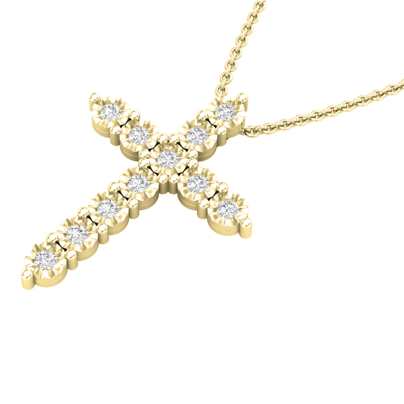 Cross Pendant in 14K Yellow Gold, 1/2 CT (Gold Chain Included)