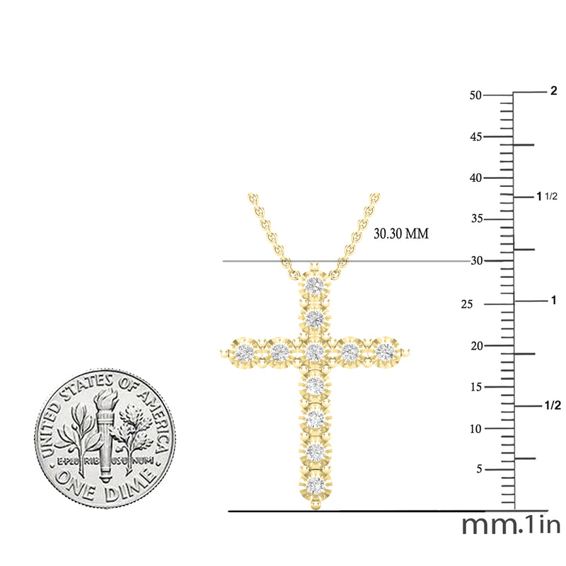 Cross Pendant in 14K Yellow Gold, 1/2 CT (Gold Chain Included)