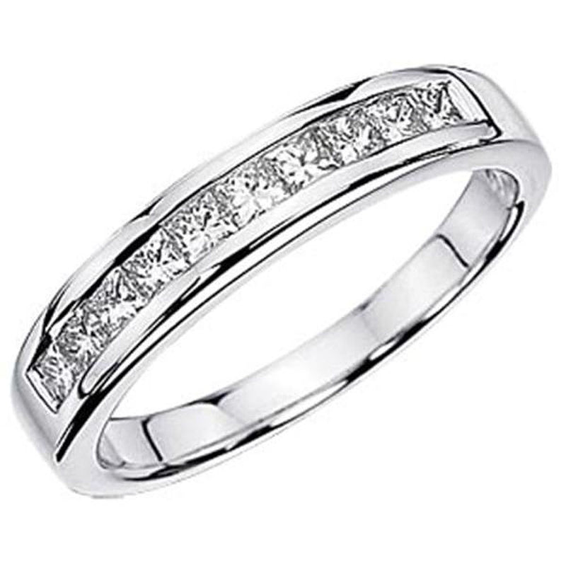 Princess Diamond Ring Band in 18K White Gold, 0.50 CT