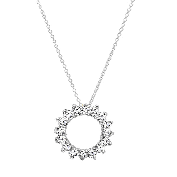 Diamond Circle Pendant in14K White Gold, 0.55 CT