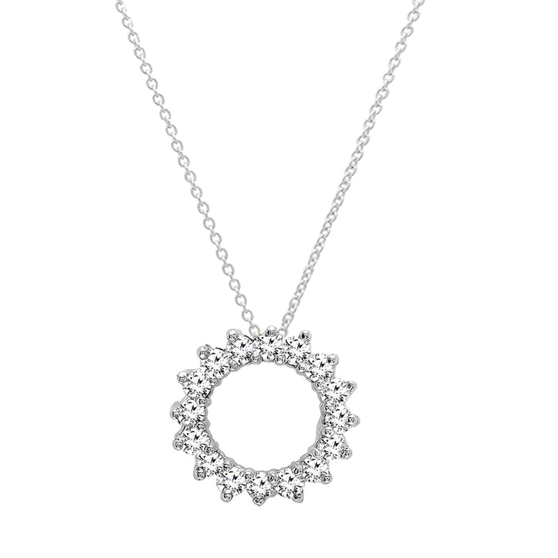 Diamond Circle Pendant in14K White Gold, 0.55 CT