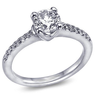 Round Diamond Engagement Bridal Ring in 14K White Gold, 0.45 CT