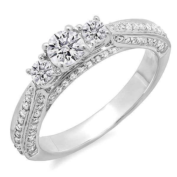 Diamond Engagement Ring in 14K White Gold, 1.00 CT