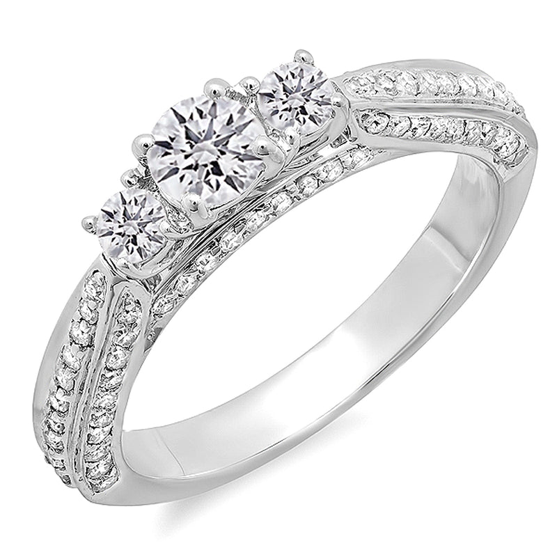 Diamond Engagement Ring in 14K White Gold, 1.00 CT