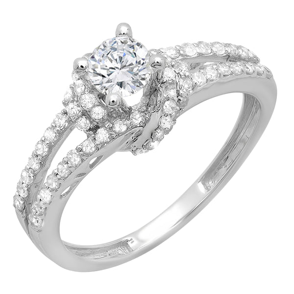 Diamond Solitaire Engagement Ring in 14K White Gold, 1 CT