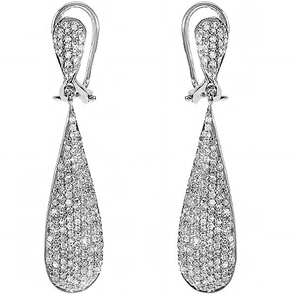 Diamond Drop Earrings in 14K White Gold