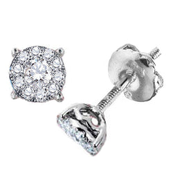 Round Diamond Stud Earrings in 14K White Gold, 0.75 CT