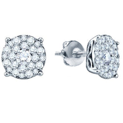 Round Cut Diamond Earrings in 14K White Gold, 0.50 CT