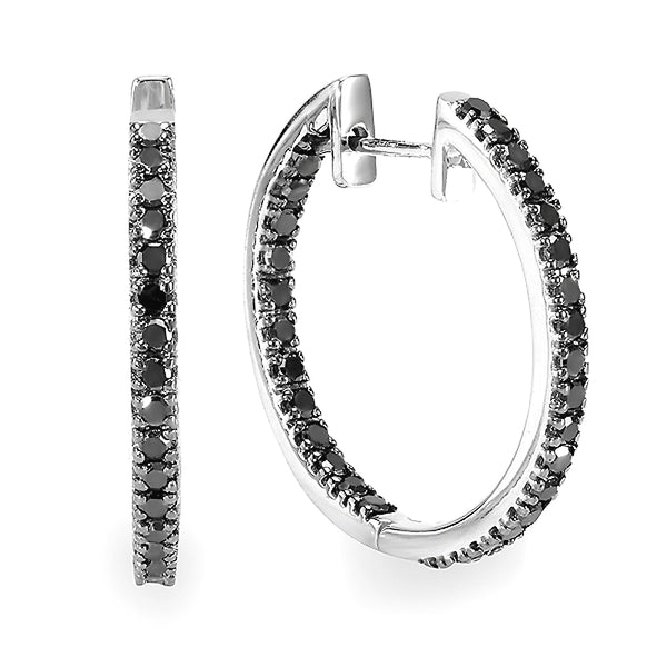 Diamond Hoop Earrings, 1 1/4 CT