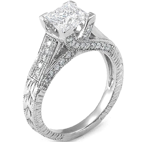 Princess Diamond Ring in 14K White Gold, 1.18 CT