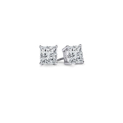 Princess Cut Stud Earrings in 14K White Gold, 0.10 CT