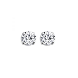 IGI CERTIFIED Round Cut White Diamond Ladies Solitaire Stud Earrings in 14K White Gold, 1/2 CT