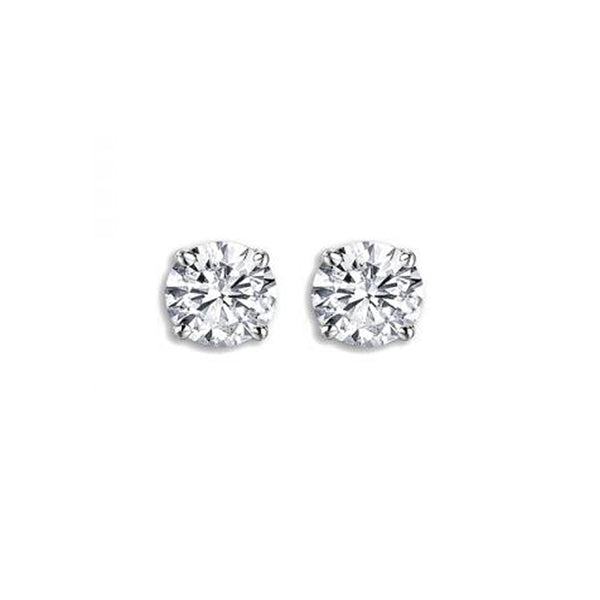 IGI CERTIFIED Round Cut White Diamond Ladies Solitaire Stud Earrings in 14K White Gold, 1/2 CT