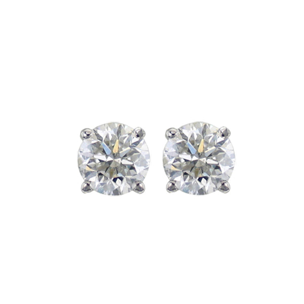 Round Cut White Diamond Stud Earrings in 14K White Gold, 0.20 CT