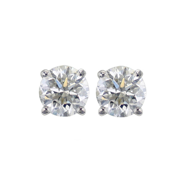 Round Cut White Diamond Stud Earrings in 14K White Gold, 0.25 CT