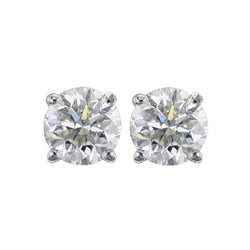 Round Cut White Diamond Stud Earrings in 14K White Gold, 0.33 CT