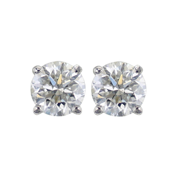Round Cut White Diamond Stud Earrings in 14K White Gold, 0.33 CT